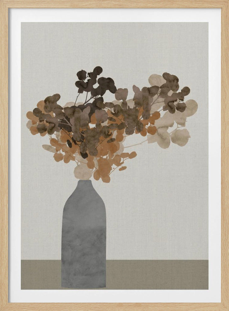 Rust Brown Dried Flowers In Vase On Table 2 | Poster