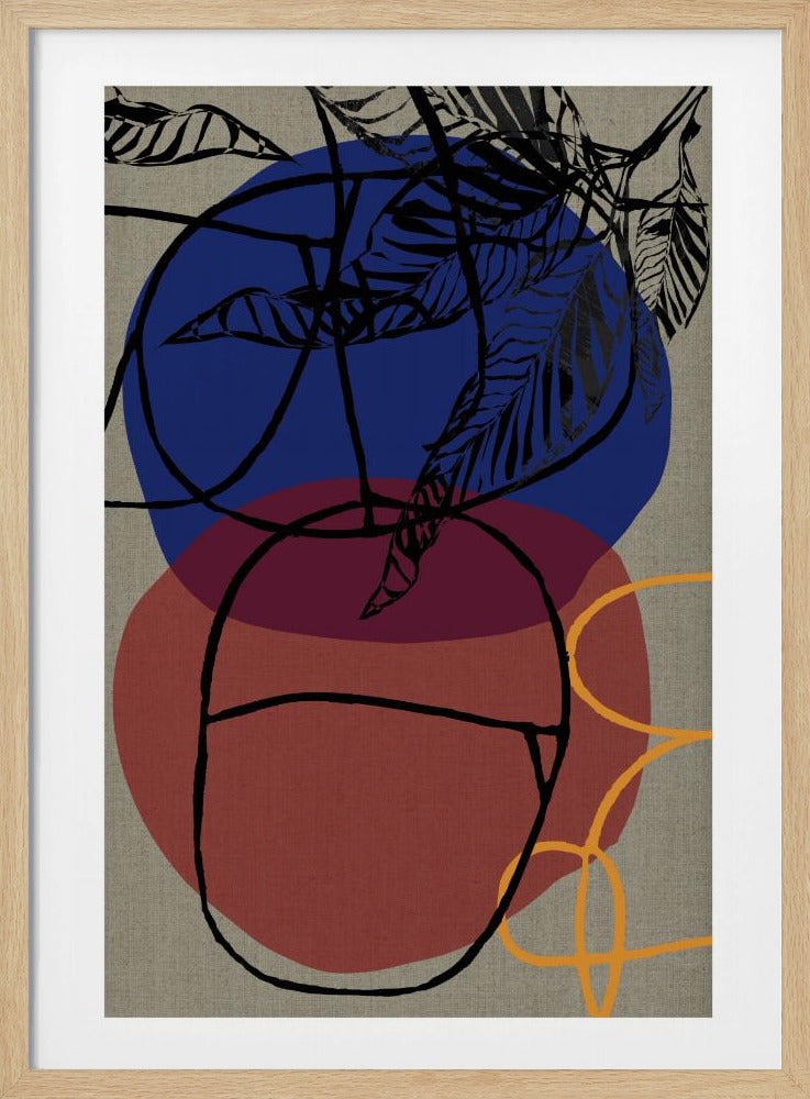 Woodblock Leaf Purple Blue Red Abstract 3 Final | Poster