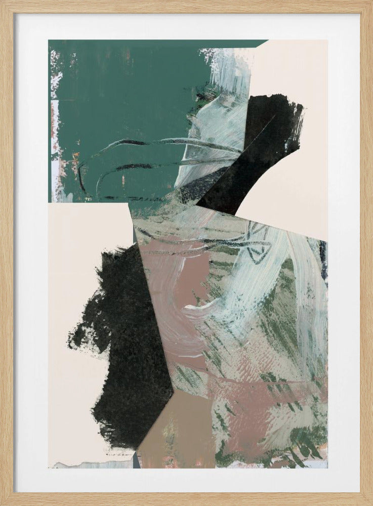 Green Peach Neutral Black Abstract 1 | Poster