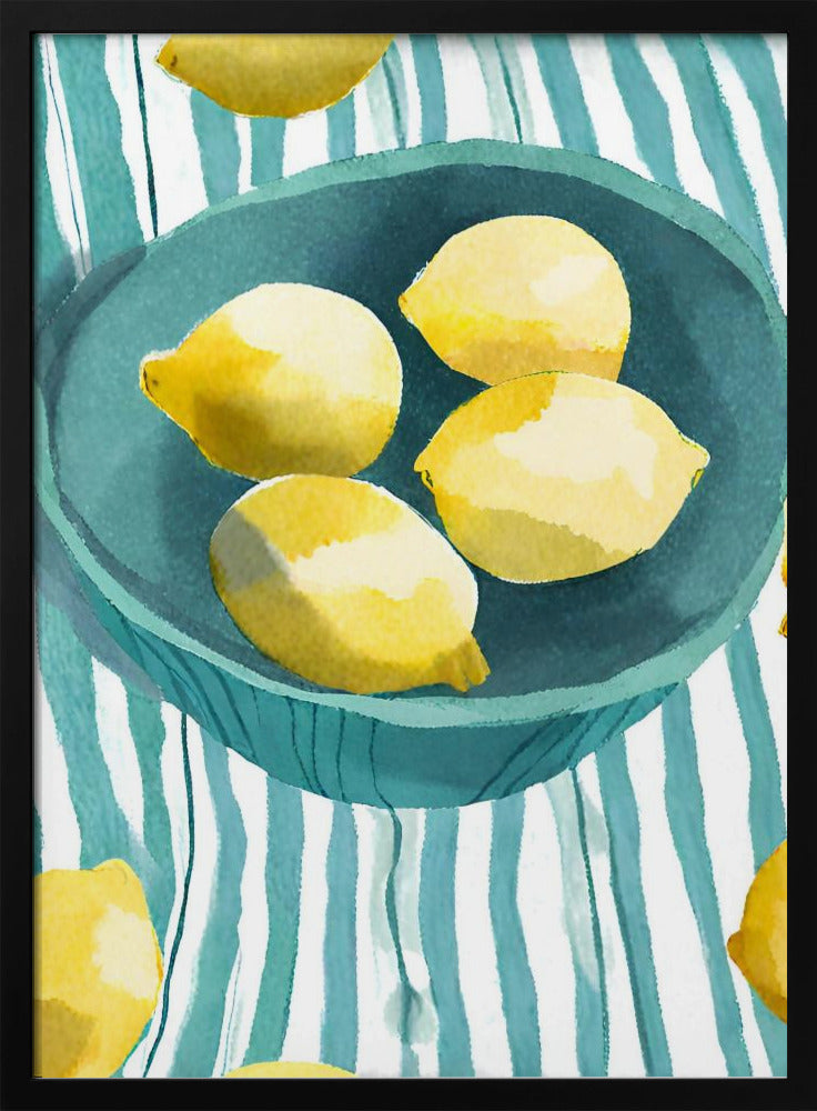Zitronen in türkisfarbener Schale | Poster