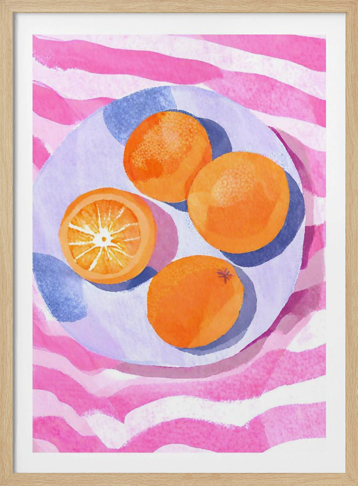Orangen auf Teller | Poster