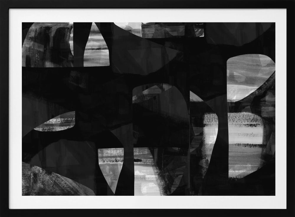 Abstract Black Night Shapes 1 | Poster