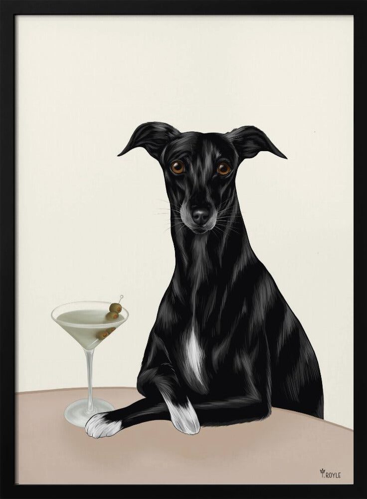 Classy Greyhound with Martini | Poster