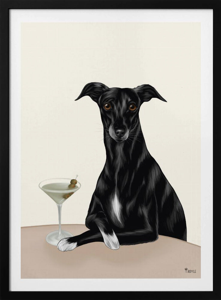 Classy Greyhound with Martini | Poster
