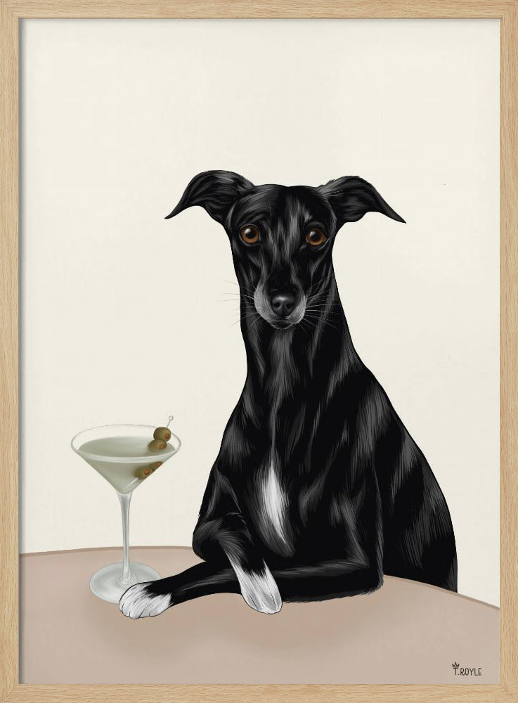 Classy Greyhound with Martini | Poster