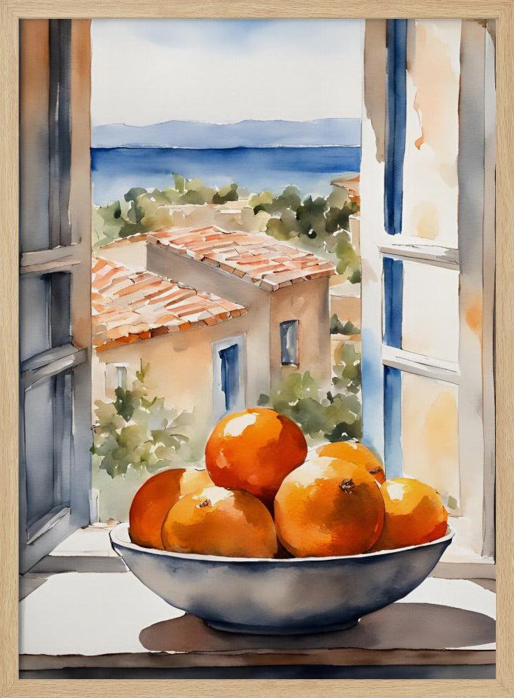 Orangenschale im Fenster | Poster