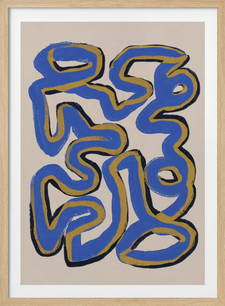 Intertwined Blue And Ochre Lines | Poster
