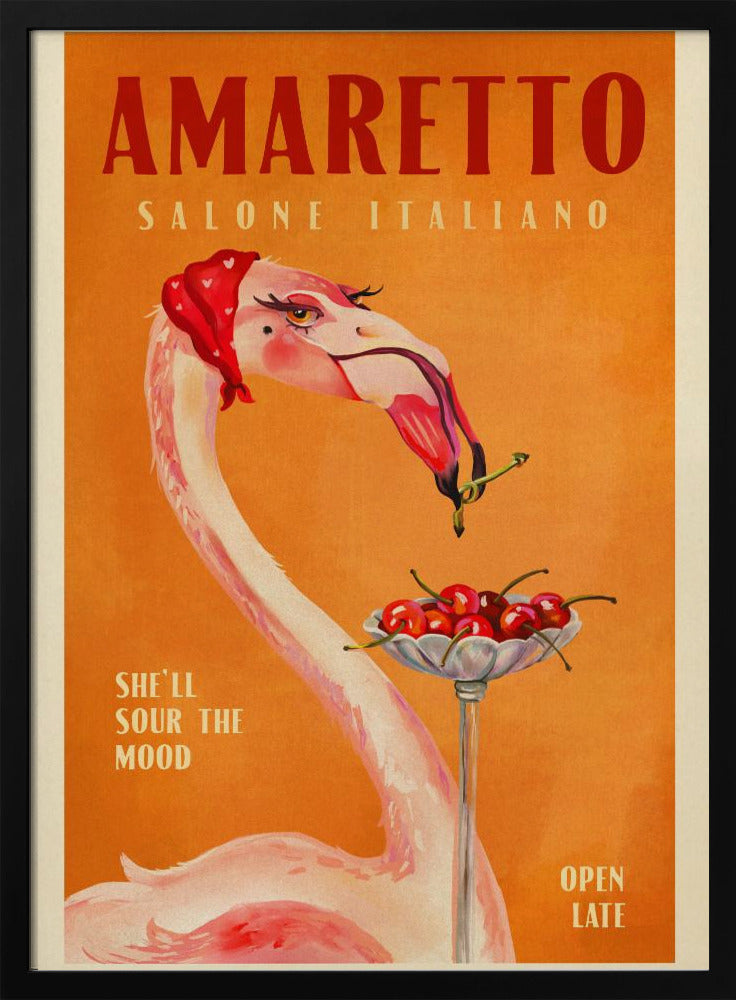 Amaretto Flamingo Art Deco Italian Cafe Travel Art | Poster