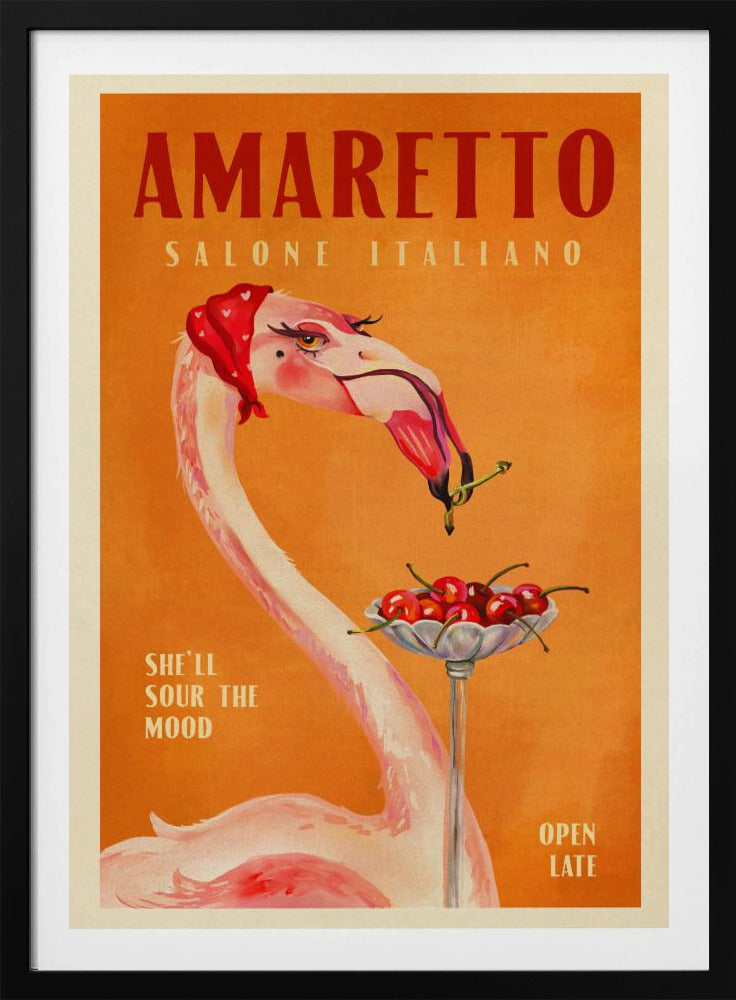 Amaretto Flamingo Art Deco Italian Cafe Travel Art | Poster