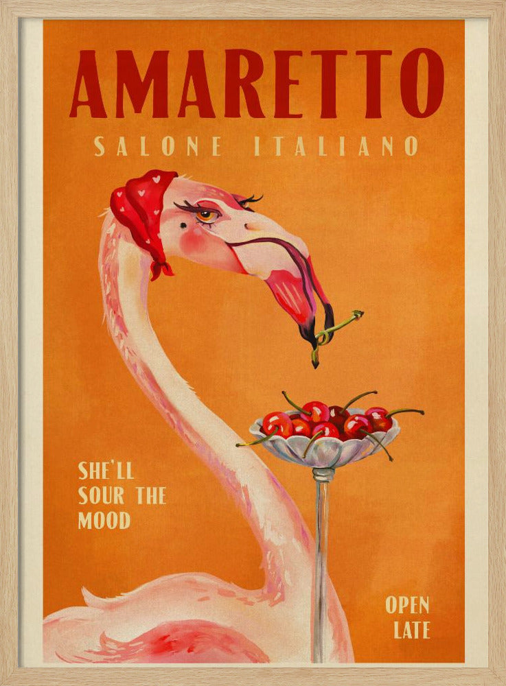 Amaretto Flamingo Art Deco Italian Cafe Travel Art | Poster