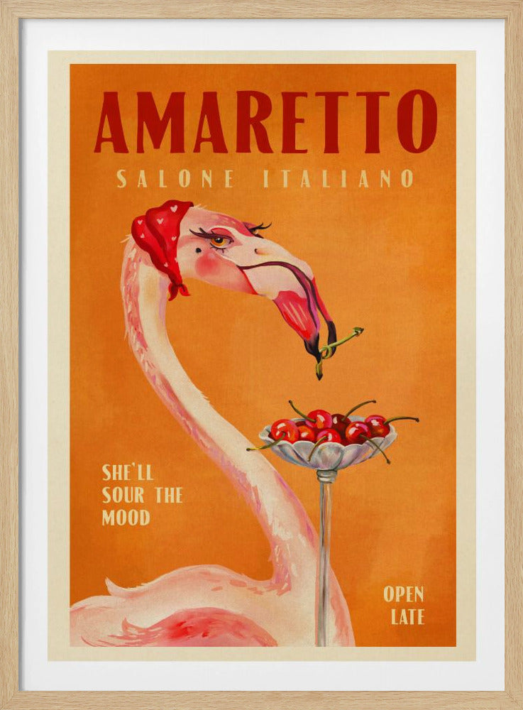 Amaretto Flamingo Art Deco Italian Cafe Travel Art | Poster