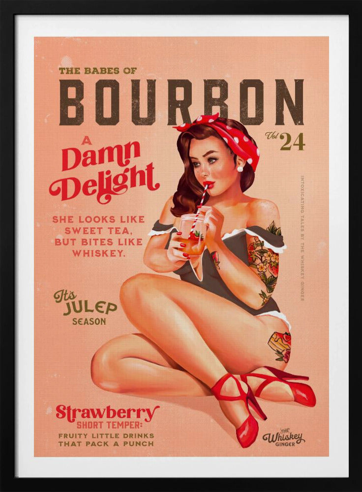 Bourbon Babes Vol 22 Vintage Pinup Girl Drinking A Cocktail | Poster