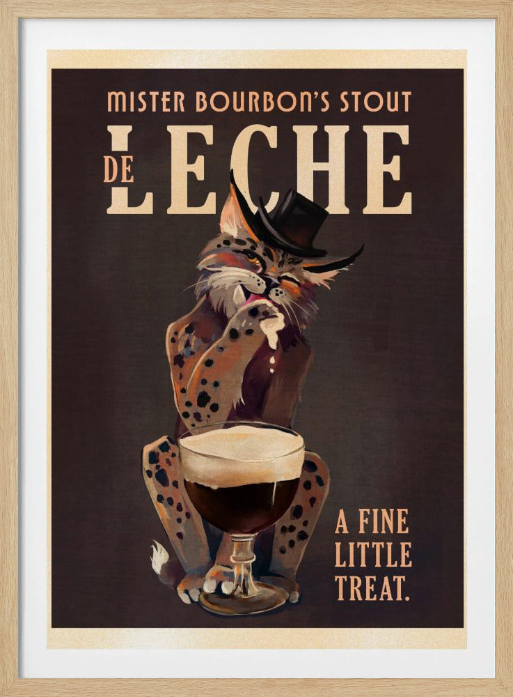 Bourbon De Leche Guinness Style Cat Art | Poster