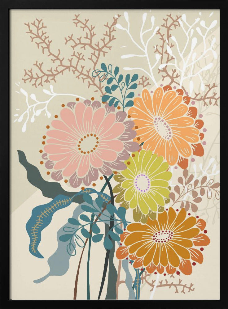 Springtime Daisies Earthy Tones | Poster