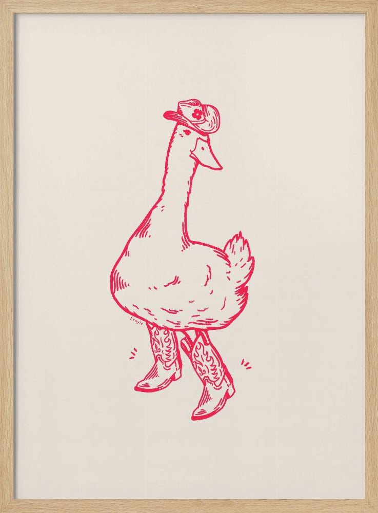 Duck wearing Western Boots in pink | Poster