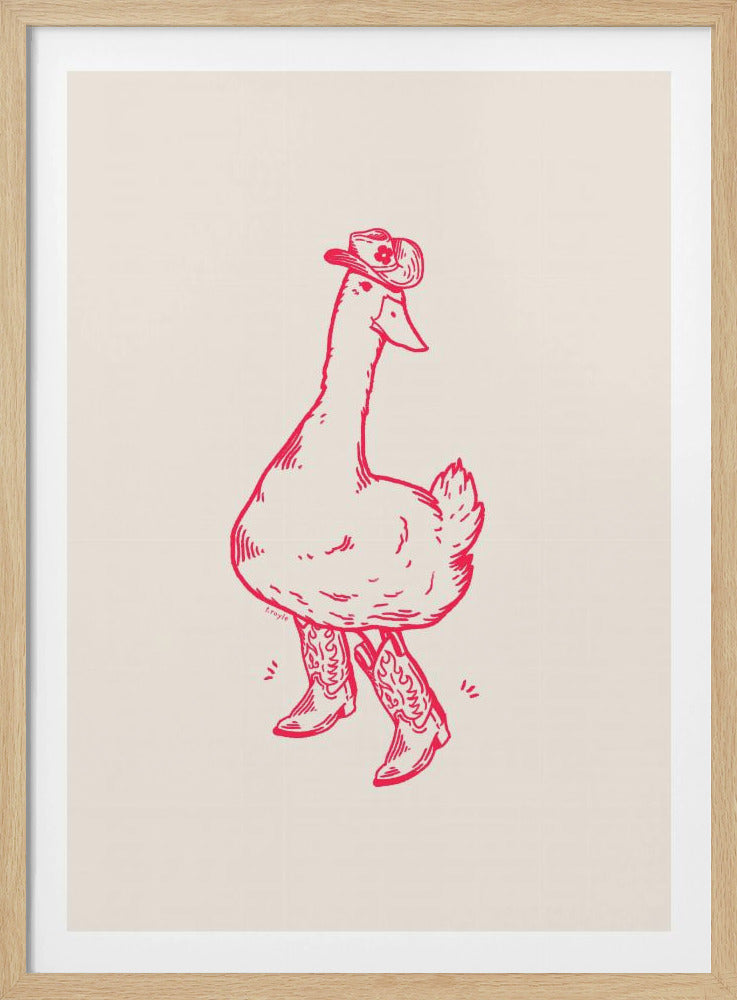 Duck wearing Western Boots in pink | Poster