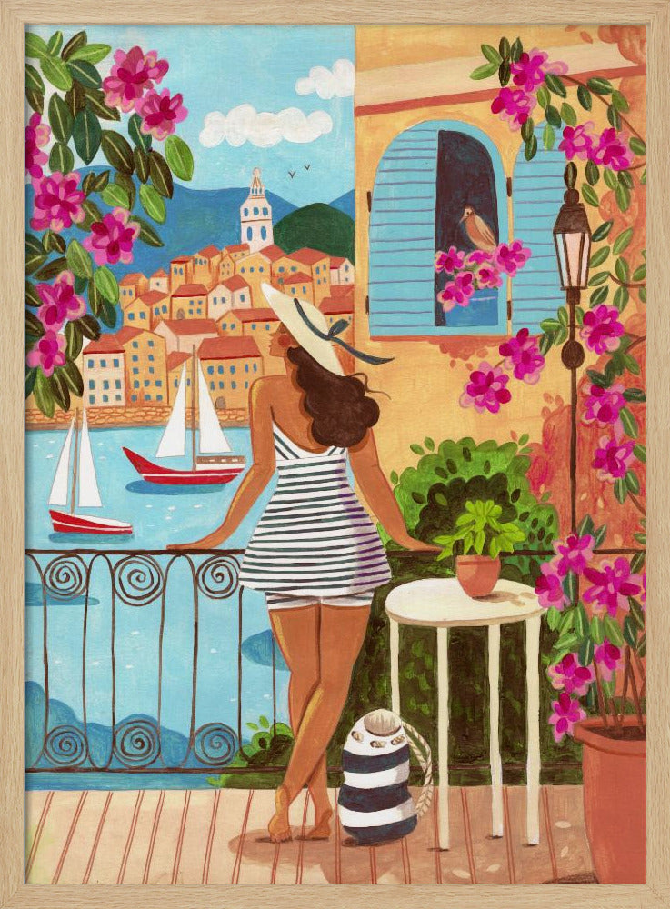 Travel poster woman in Saint-Tropez, France | Poster