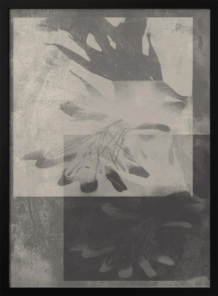 Whispering Leaves – Abstract Pattern in Taupe and White | Poster