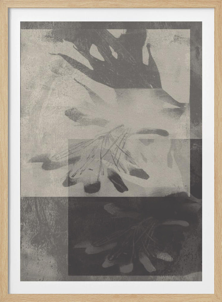 Whispering Leaves – Abstract Pattern in Taupe and White | Poster