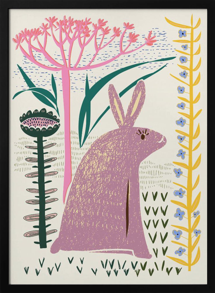 Block print lilac bunny | Poster