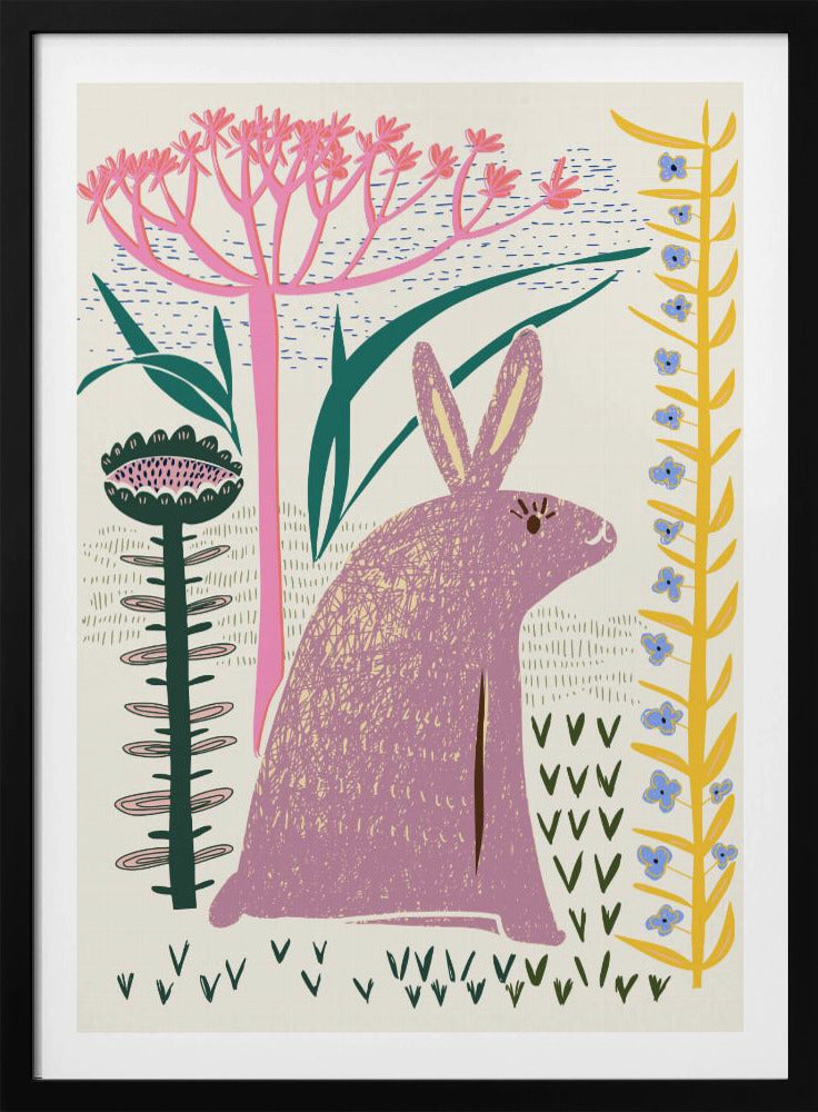 Block print lilac bunny | Poster