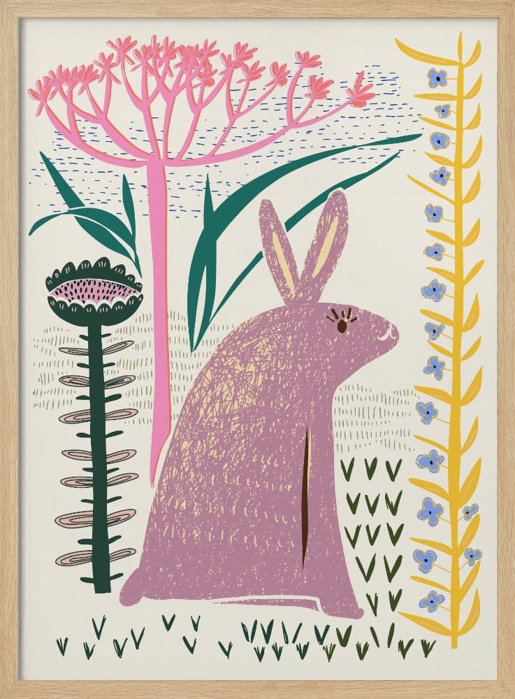 Block print lilac bunny | Poster
