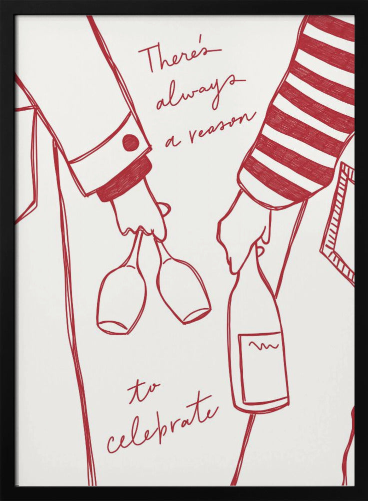 Woman holding wine bottle and wine glass (Red) - Wine Vin Rouge Femme | Poster