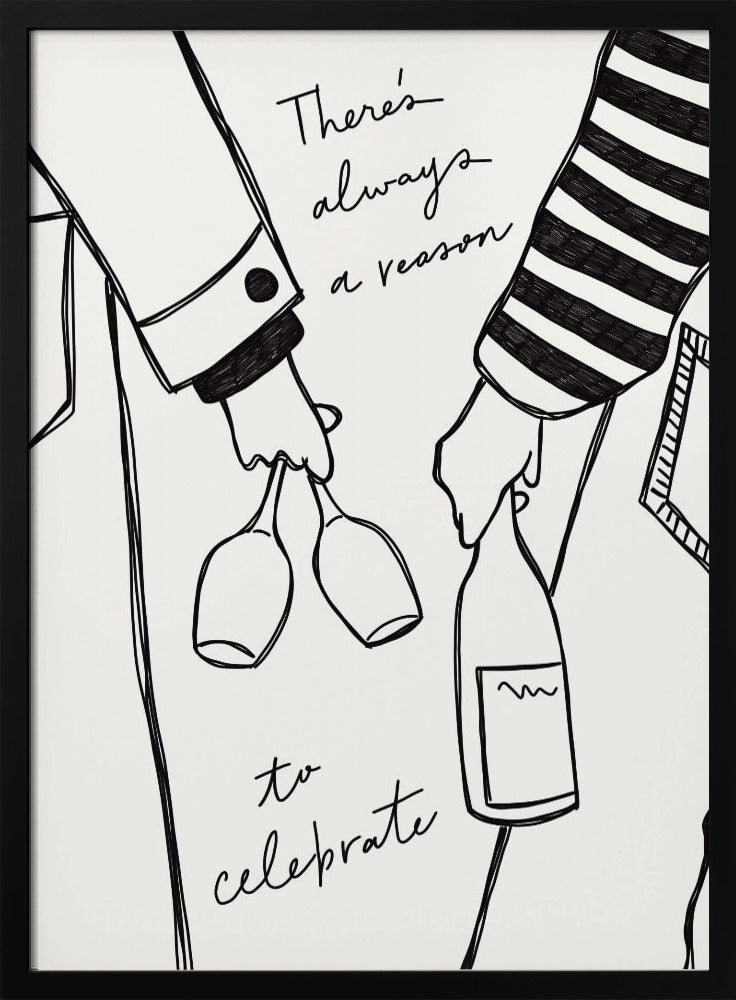 Woman holding wine bottle and wine glass (Black & White) - Wine Vin Femme Noir et Blanc | Poster