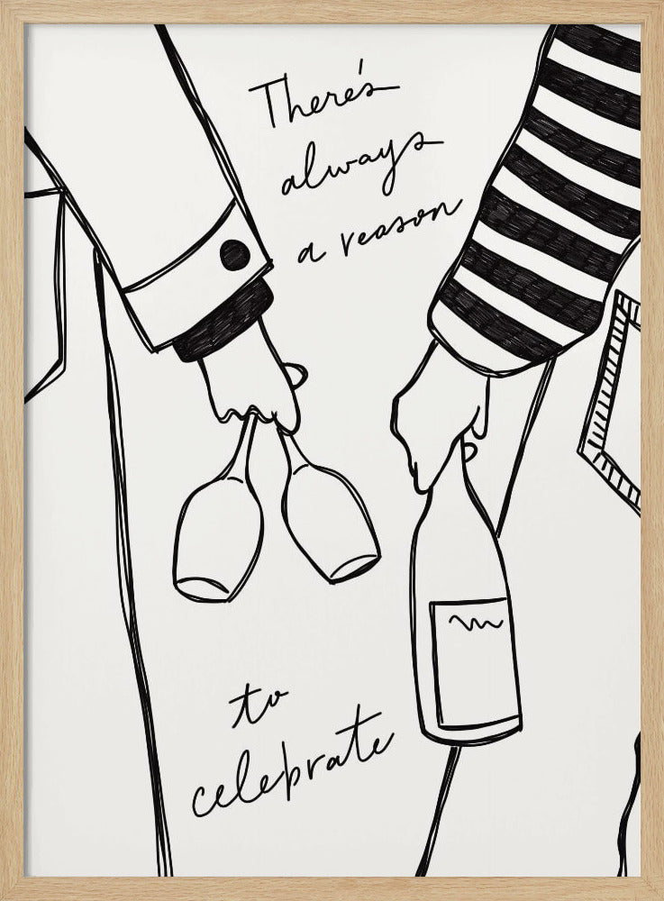 Woman holding wine bottle and wine glass (Black & White) - Wine Vin Femme Noir et Blanc | Poster