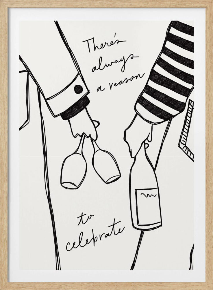 Woman holding wine bottle and wine glass (Black & White) - Wine Vin Femme Noir et Blanc | Poster