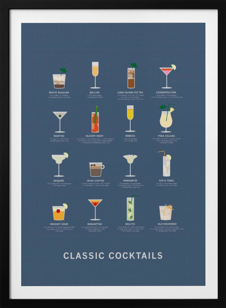 Classic Coctails poster blue | Poster