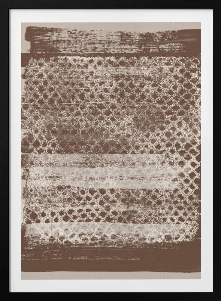 Neutral Pattern. White monotype texture on brown. | Poster