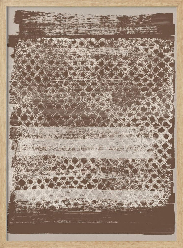 Neutral Pattern. White monotype texture on brown. | Poster