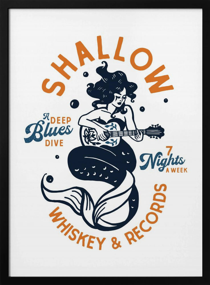 Shallow Whiskey & Records Dive Bar Music Mermaid | Poster