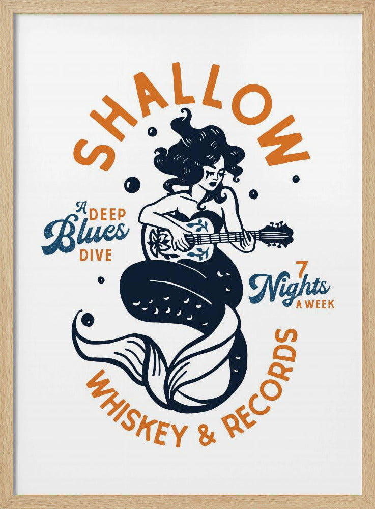 Shallow Whiskey & Records Dive Bar Music Mermaid | Poster