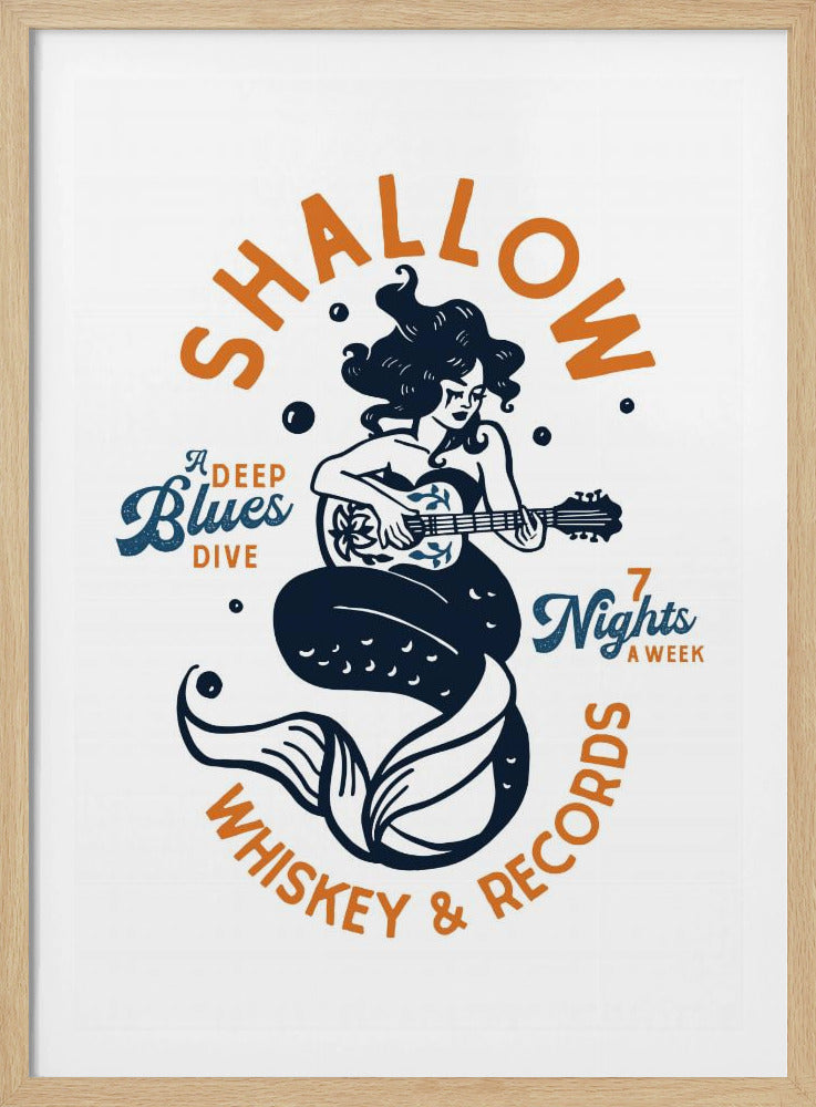 Shallow Whiskey & Records Dive Bar Music Mermaid | Poster