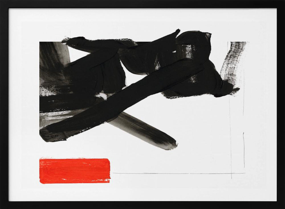 Zen Brushwork With Red Block 1 | Poster