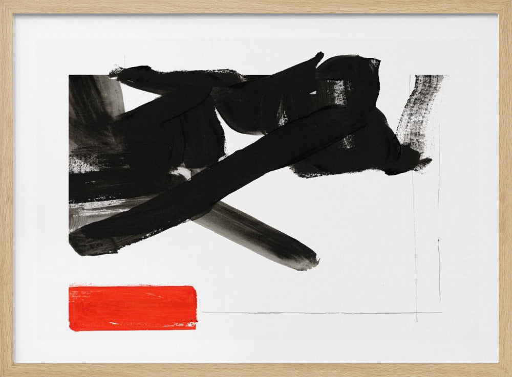 Zen Brushwork With Red Block 1 | Poster