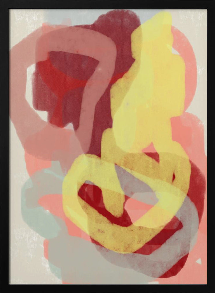 Abstract Painting In Pastel. Yellow, red and grey. | Poster