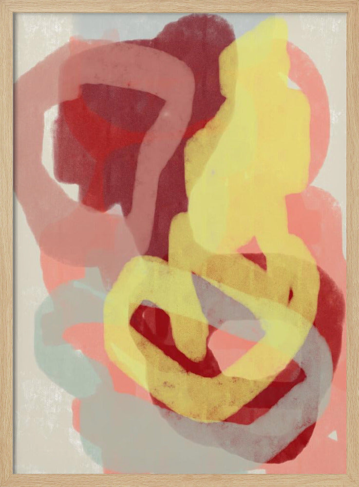 Abstract Painting In Pastel. Yellow, red and grey. | Poster