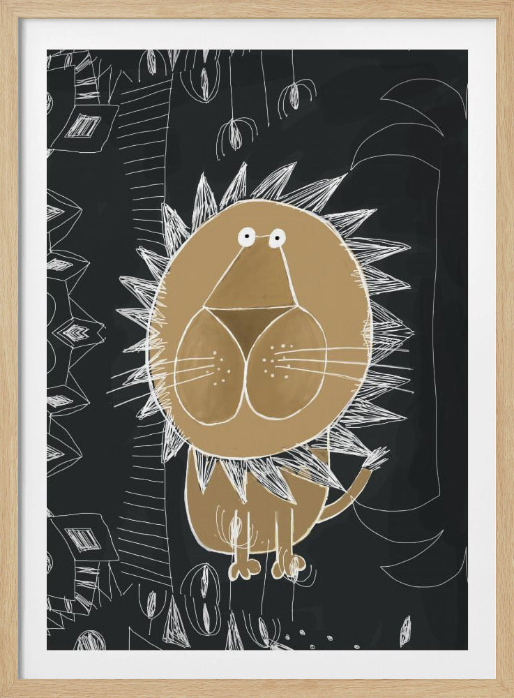 Cute Lion with Jungle Doodle by Artist Carla Daly | Poster