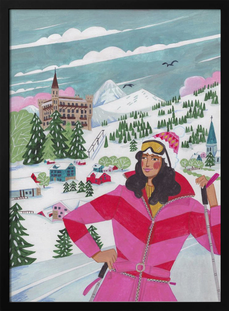 Winter Scene Woman Skiing | Poster