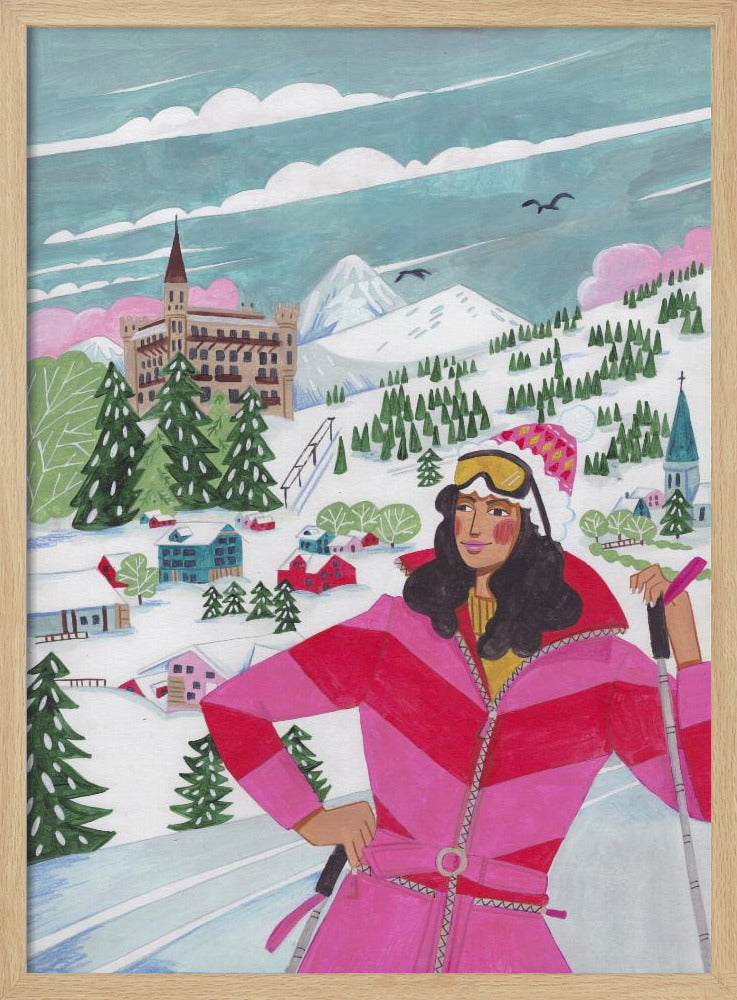 Winter Scene Woman Skiing | Poster