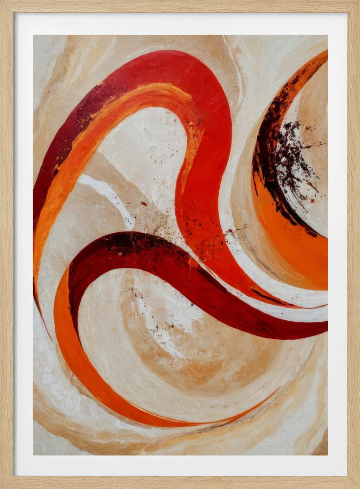 Red And Orange Swirls On A Neutral Background | Poster