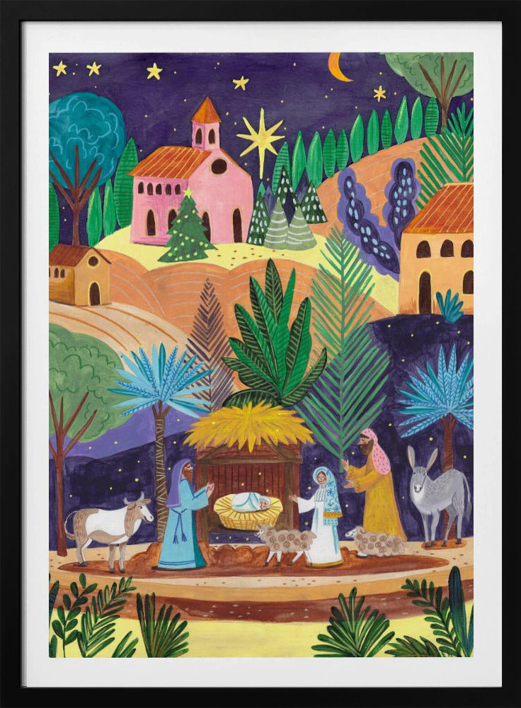 Nativity Scene starry night | Poster