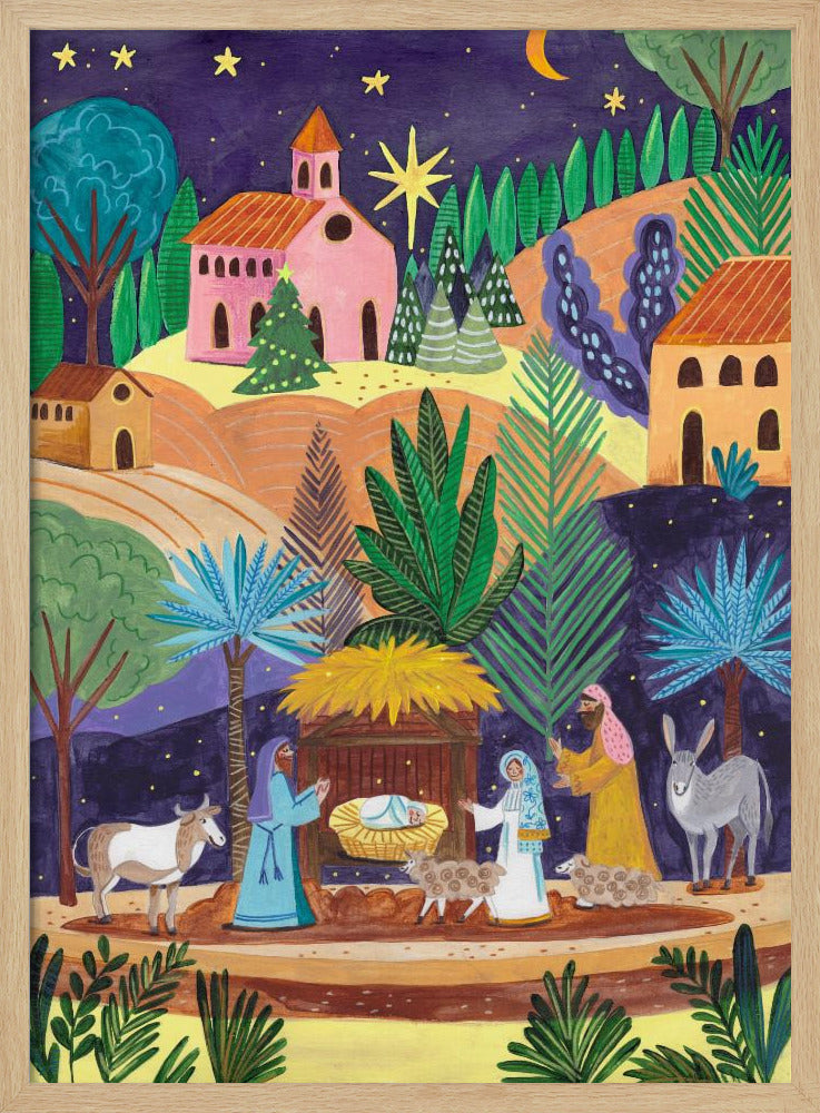 Nativity Scene starry night | Poster