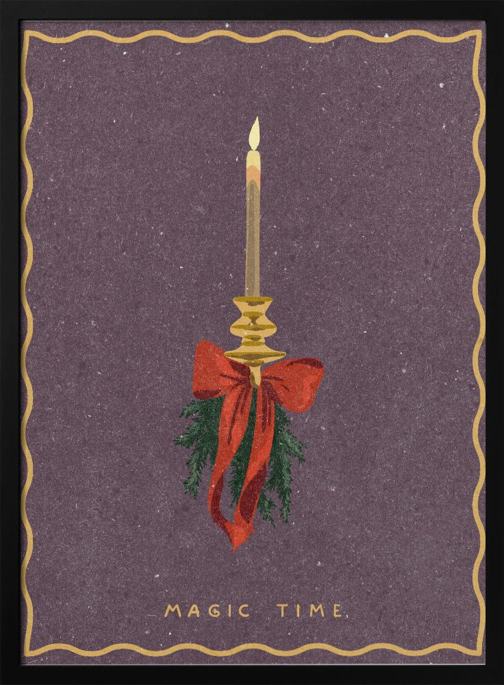 Candle with bow and spruce sprigs | Poster