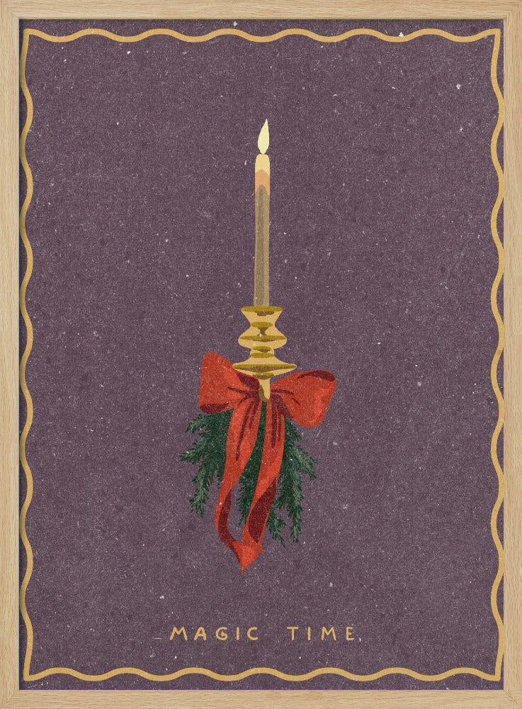 Candle with bow and spruce sprigs | Poster