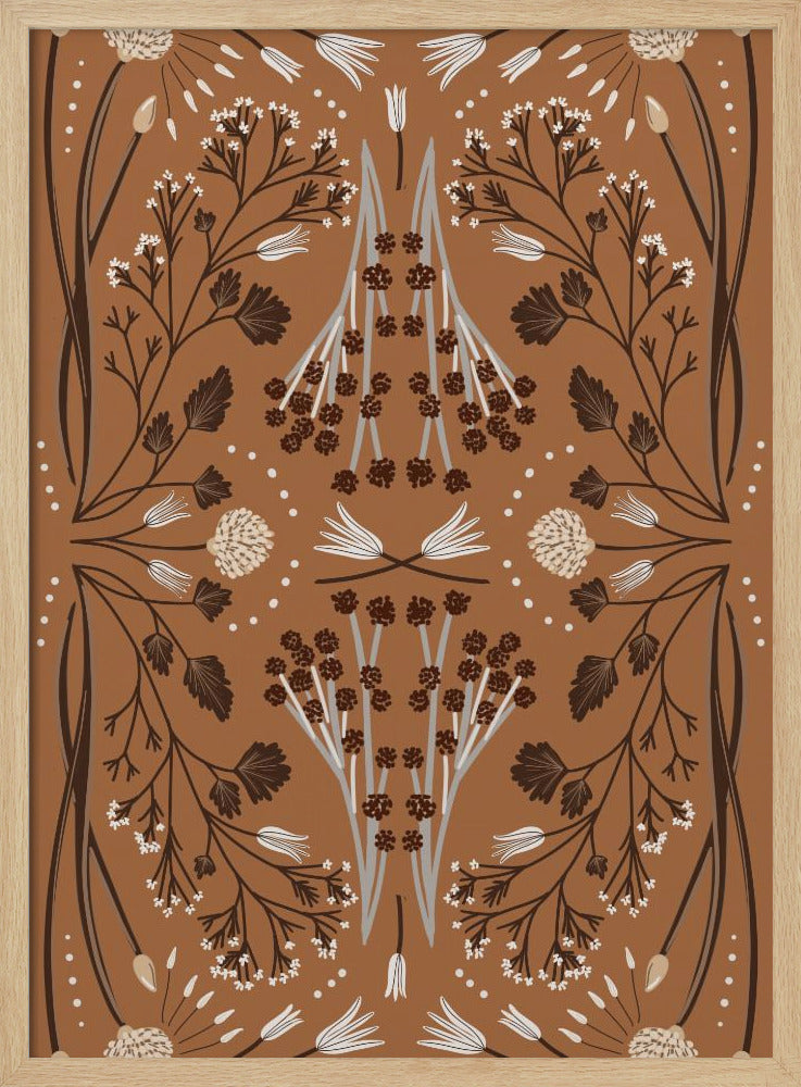 Folk Mirrored Botanicals - Earth Tones | Poster