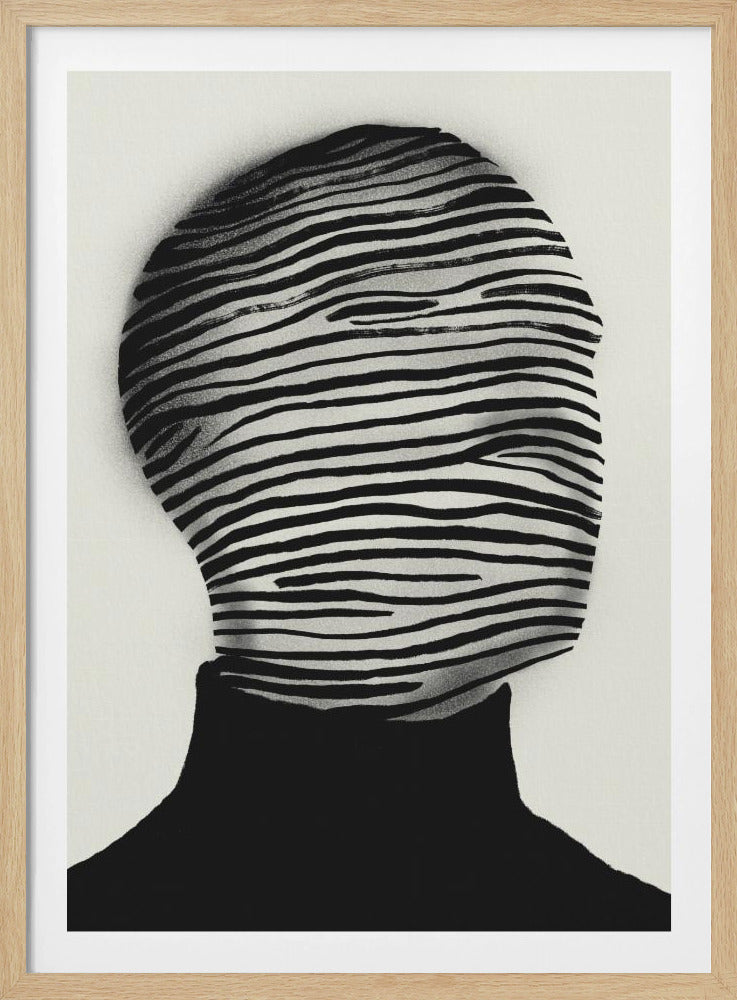 Abstract Head Wrapped In Black And White Stripes | Poster